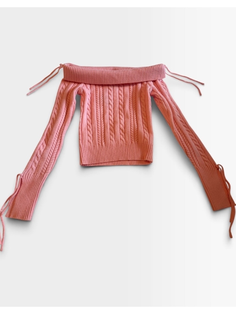 NEW Y2K Arden B pink cropped ribbed sweater with ties, stretchy size small s